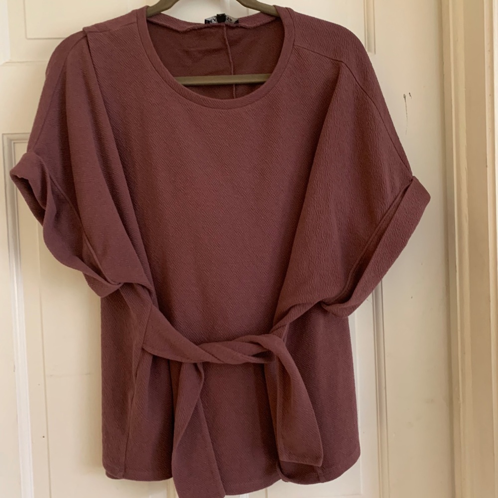 Plum short sleeve blouse